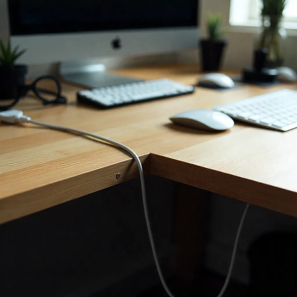Organized desk setup with hidden cables